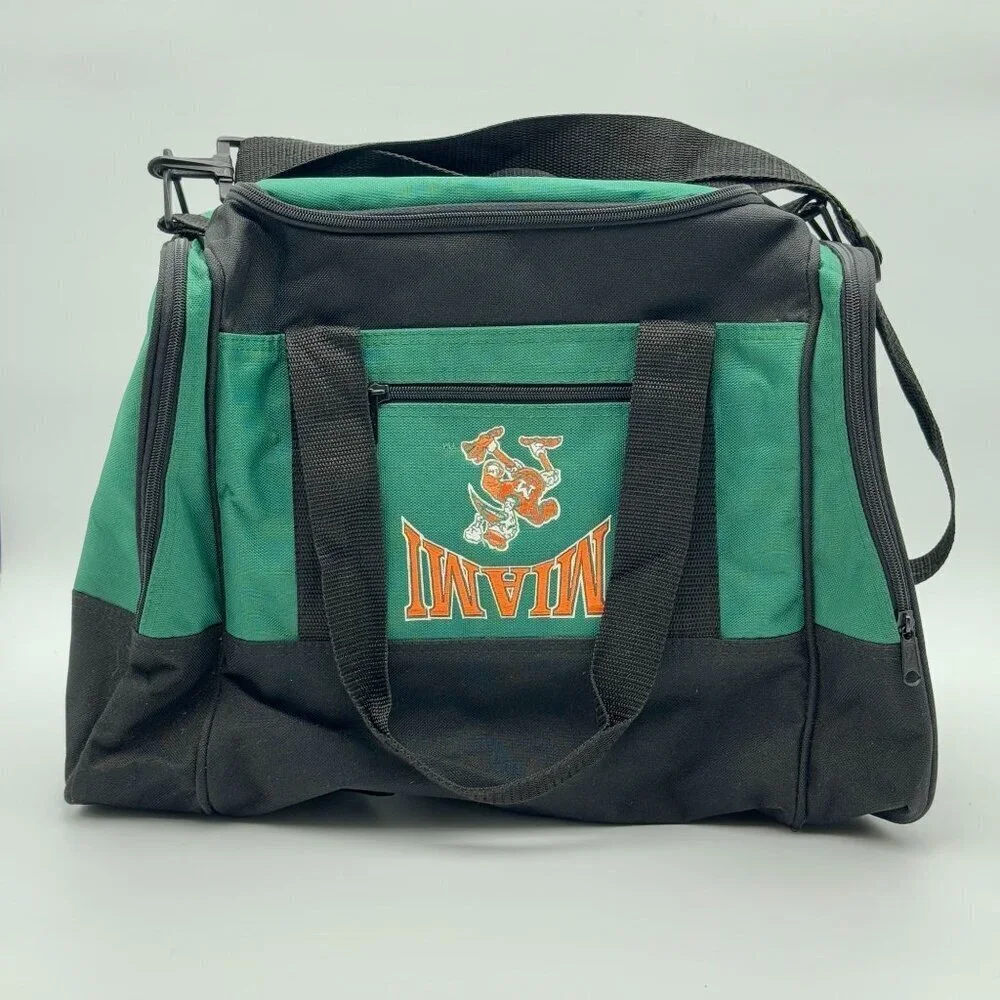Vintage Miami Hurricanes Duffel Bag Collegiate Gym/Travel Bag Retro Embroidered